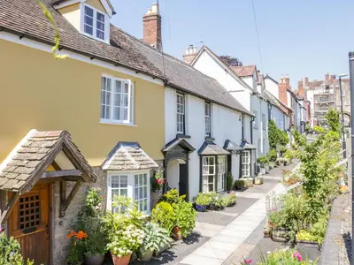 a row of houses in a street at High Grove in Ludlow