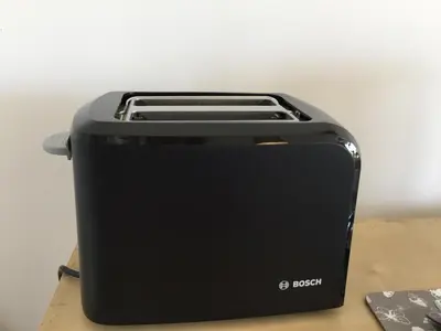 a black toaster sitting on top of a counter at Garden Room near Brecon in Brecon