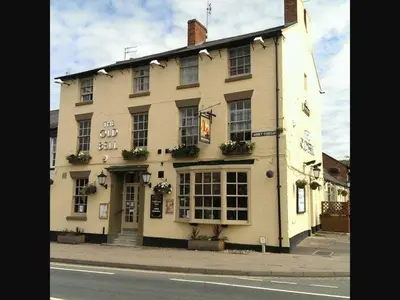 a building on the corner of a street at The Old Bell in Shrewsbury