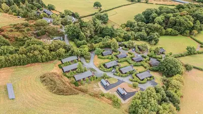 an aerial view of a estate with a group of homes at Sunny View in Rhayader