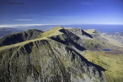 an aerial view of the top of a mountain at 2 Bed in Barmouth oc-wah698 in Talybont