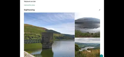 a collage of pictures of a bridge over a lake at Ty Fferm Hen, Ancient Farmhouse, Coity Bach in Talybont