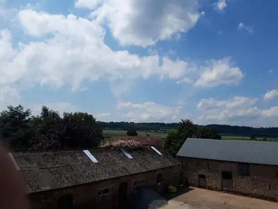 a view from the roof of an old brick building at Upper Eyton Farmhouse B&B in Shrewsbury