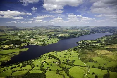 an aerial view of a river and a city at 3 Bed in Bala oc-bow162 in Bala
