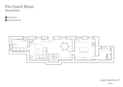 a floor plan of the coastal house coconut reef at Tan Llan in Dolgellau