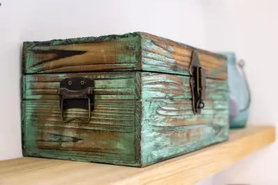 a wooden box sitting on top of a wooden shelf at 2 Bed in Aberystwyth oc-bow200 in Aberystwyth