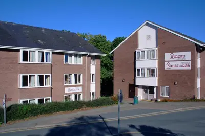 a couple of buildings next to a street at Aberystwyth University Bunkhouse in Aberystwyth