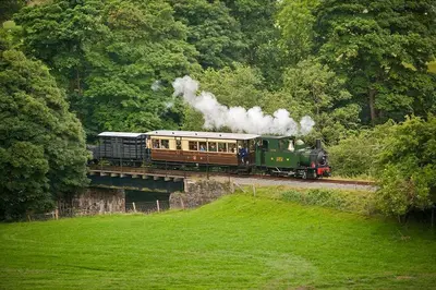 a train on a bridge with smoke coming at 2 Bed in Y Drenewydd oc-waa401 in Llanllugan