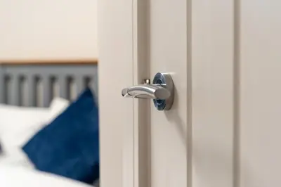 a close up of a door with a handle at The Garden House in Shrewsbury