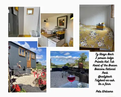 a collage of photos of a kitchen and a house at Ty Olwyn Bach, Coity Bach in Brecon