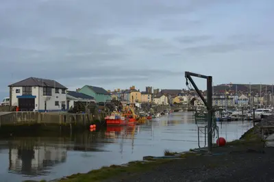 a body of water with boats in a harbor at Apartment One Aberystwyth Town Centre in Aberystwyth