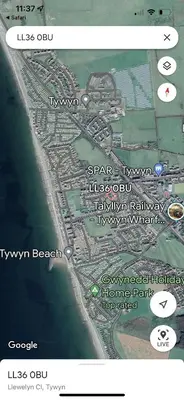 a screenshot of a cell phone with a map at Holiday home, Tywyn, great location in Tywyn