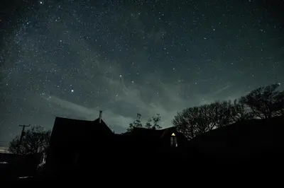 a starry night with the milky way in the sky at Y Cwtch - Panoramic mountain views within Snowdonia's National Park - 4x4 only in Dolgellau