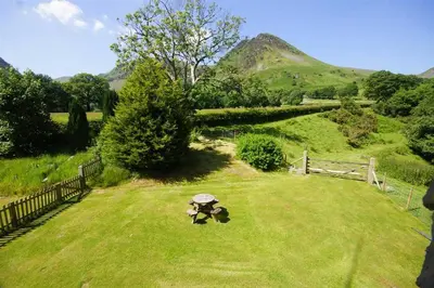a person holding an umbrella in a field at Pant in Llanymawddwy