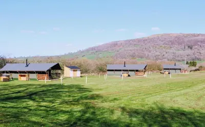 a group of houses in a field with a hill at 3 Bed in Talybont-on-Usk oc-wal376 in Talybont
