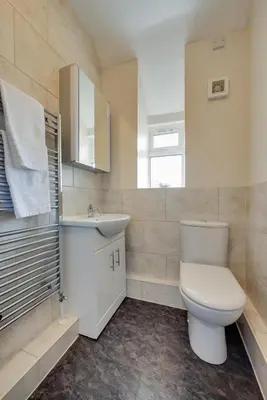 a white bathroom with a toilet and a sink at 2 Bed in Corwen oc-waf161 in Carrog